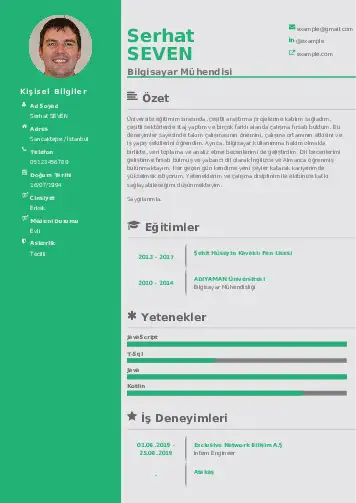 Bilgisayar Mühendisi CV Örnekleri cv indir